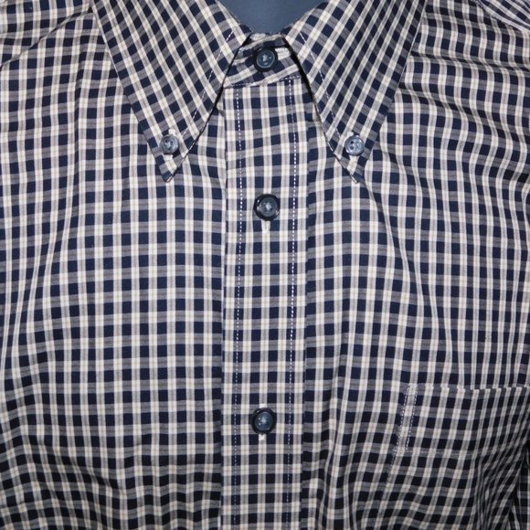 Eddie Bauer Mens 2XL Black Cream Check Plaid Long Sleeve Button Front Shirt - Picture 5 of 9